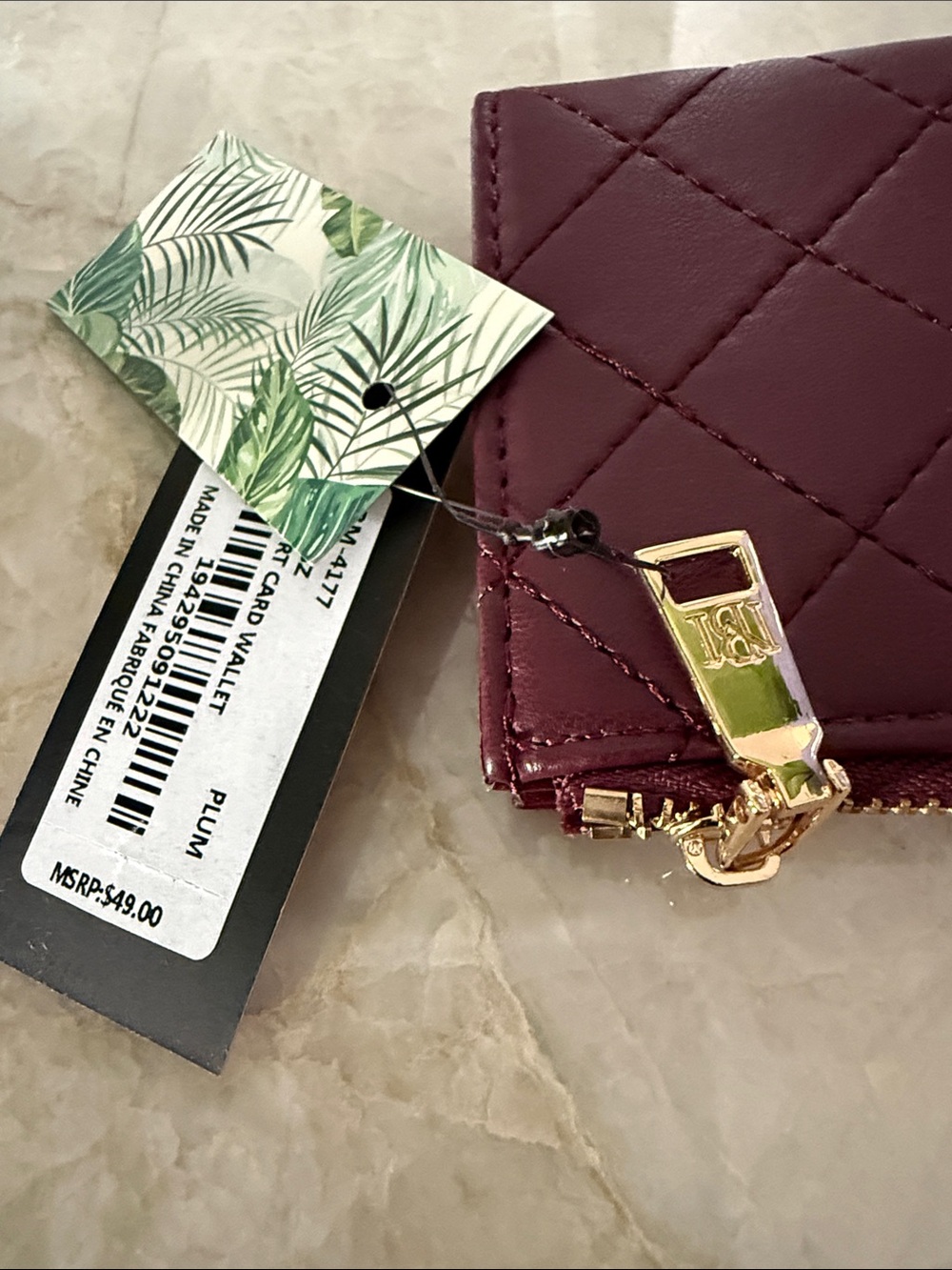 Badgley Mischka NWT Quilted Burgundy Wallet with Gold Accent - Picture 4 of 5